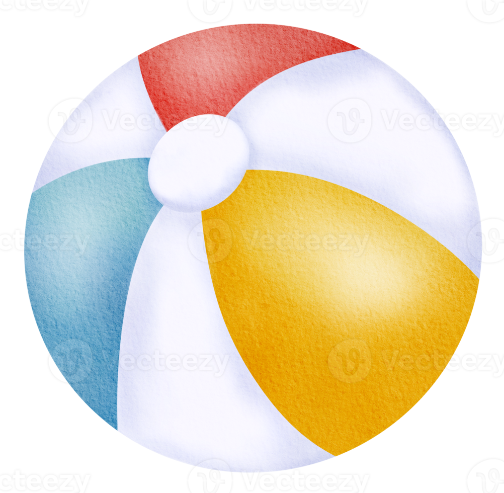 Watercolor Beach ball icon inflatable sea and summer toy png