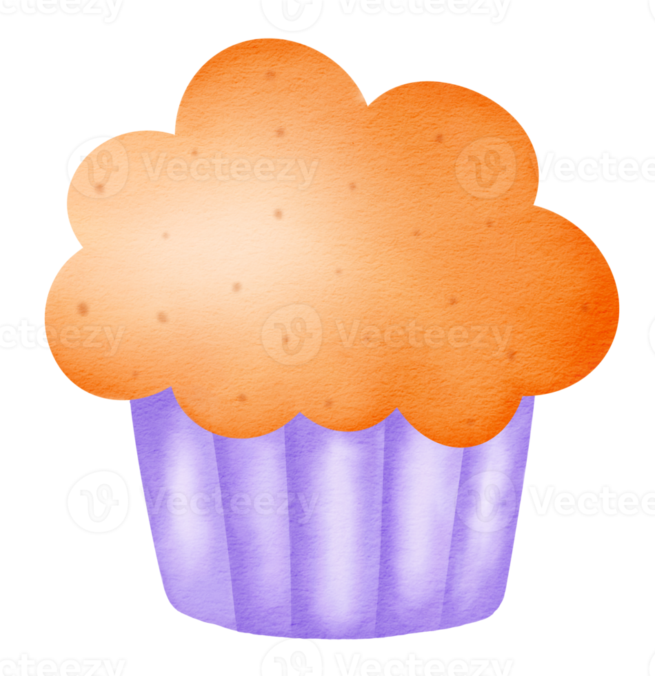 Watercolor hand drawn cupcake Icon. png