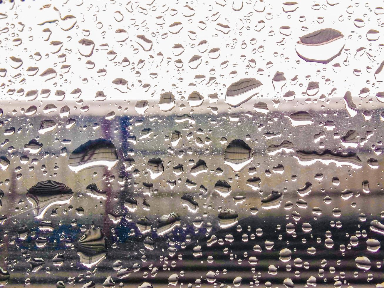 Raindrops on blurred glass background, rainy season concept, weather forecast, meteorological department, bad weather. Cold weather. photo
