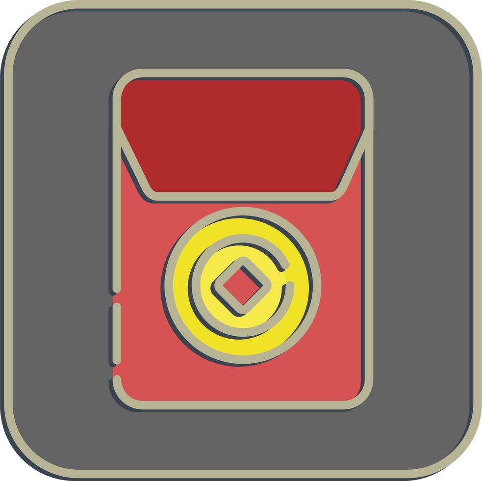 Icon red envelope. Chinese New Year celebration elements. Icons in embossed style. Good for prints, posters, logo, party decoration, greeting card, etc. vector