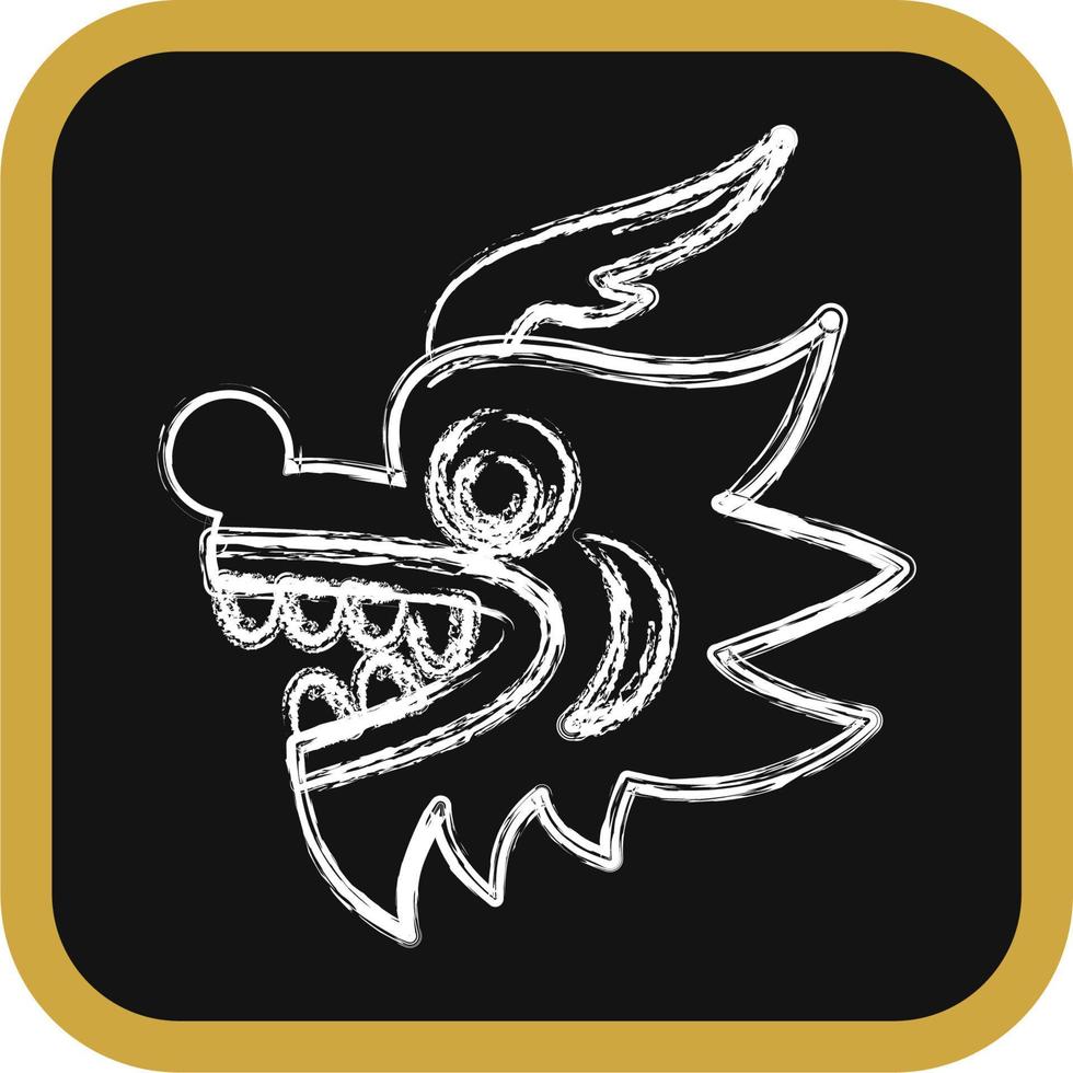 Icon chinese dragon. Chinese New Year celebration elements. Icons in chalk style. Good for prints, posters, logo, party decoration, greeting card, etc. vector