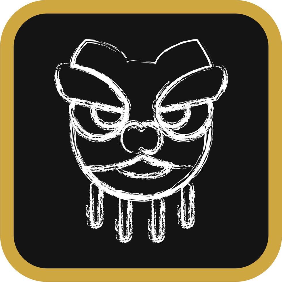 Icon lion dance. Chinese New Year celebration elements. Icons in chalk style. Good for prints, posters, logo, party decoration, greeting card, etc. vector