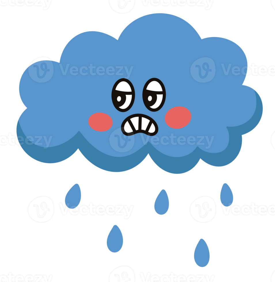 cloud with rain cartoon character icon png