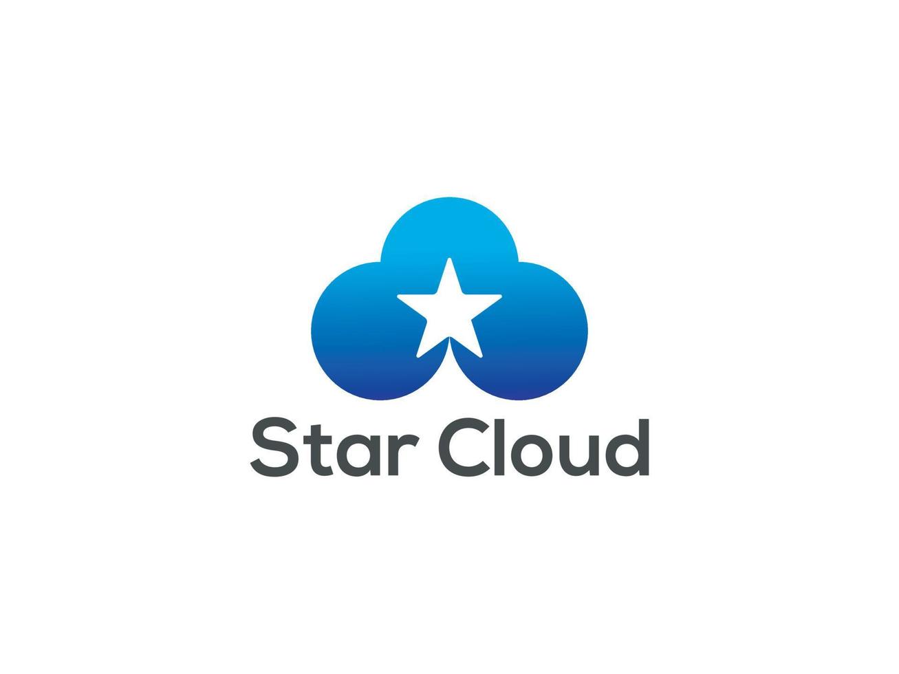 cloud logo design with star icon Vector  template