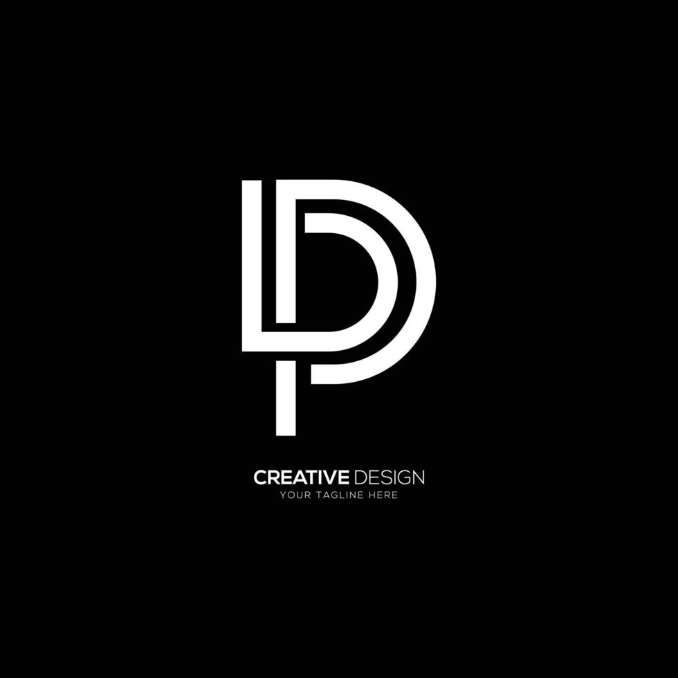 diseño de logotipo de arte de línea de letra creativa dp vector