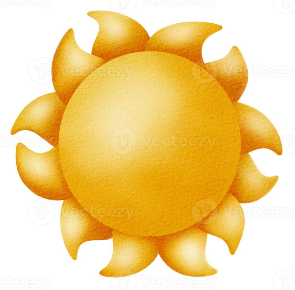 waterverf zon Hallo zomer icoon png