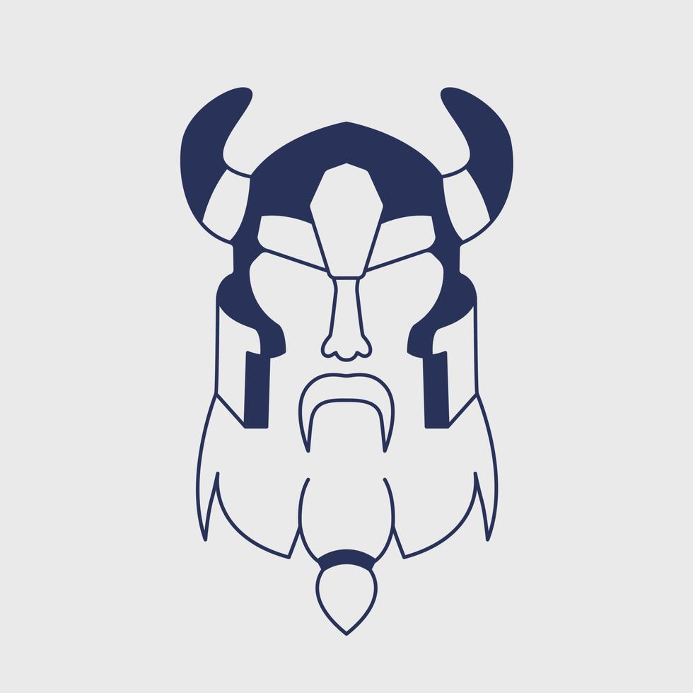 Scandinavian viking line logo. Solder silhouette design. Nordic God. Vector illustration