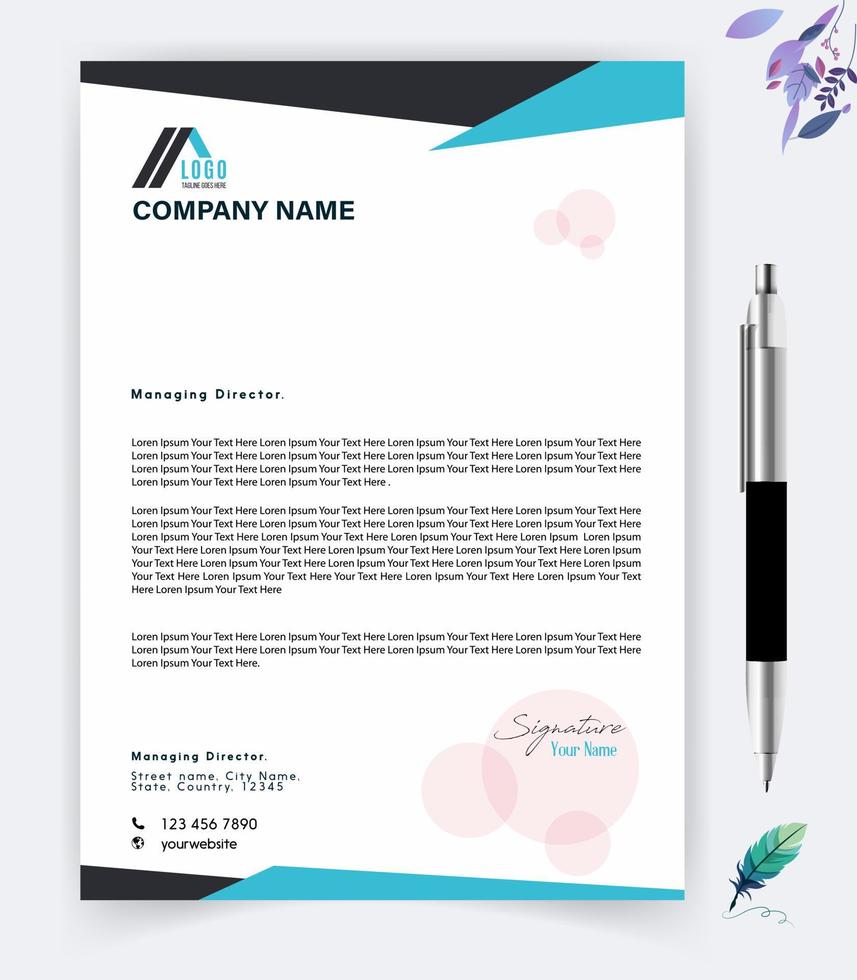 Modern Business Letterhead, Creative Template Design. Elegant and minimalist style letterhead template design Free Vector. vector