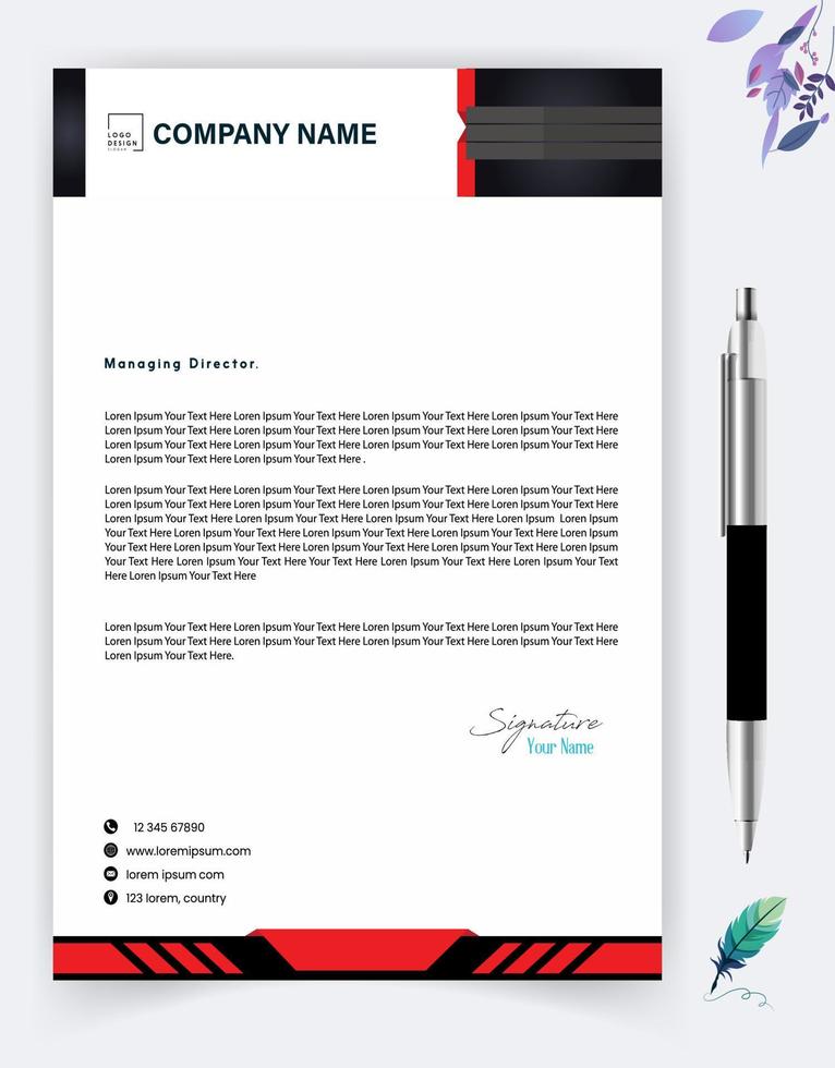 Modern Business Letterhead, Creative Template Design. Elegant and minimalist style letterhead template design Free Vector. vector