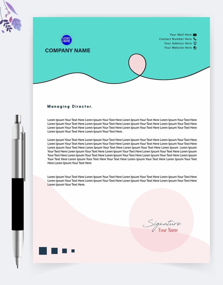 Modern Business Letterhead, Creative Template Design. Elegant and minimalist style letterhead template design Free Vector. vector