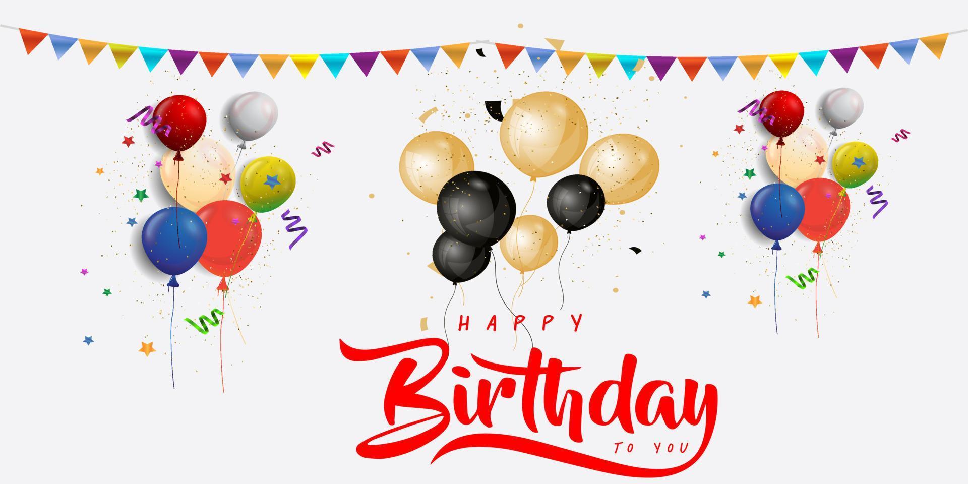 Birthday with Realistic Colorful Balloon Background Free Vector. Realistic 3d balloon background for party holiday birthday promotion card poster Free Vector. vector