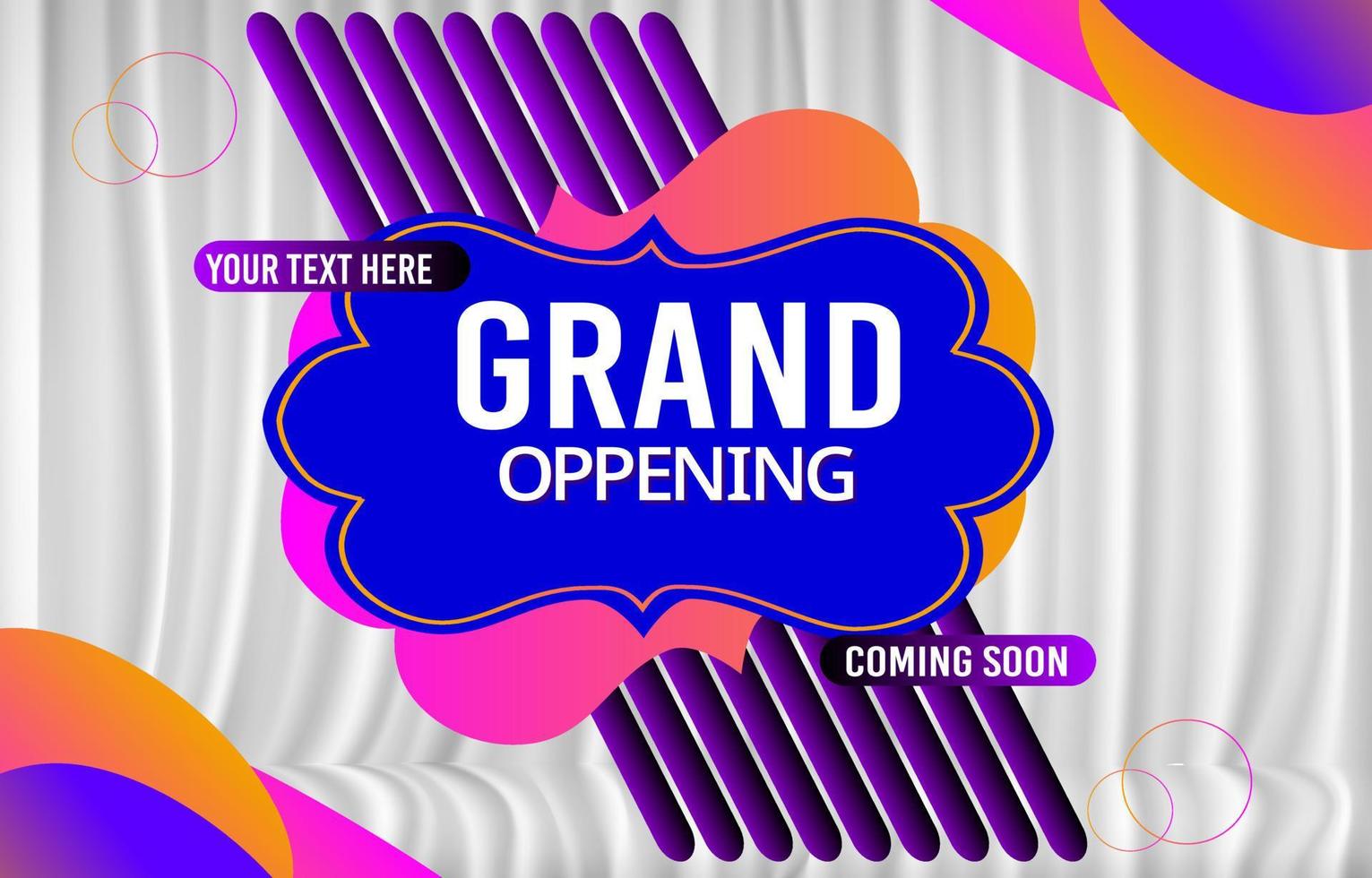 Grand Opening Cut ribbon background Banner Design Illustrations Shape, Business Promotion Ad Poster, Ceremony party event invitation, Coming soon Poster, red ribbon with balloon and colorful confetti. vector
