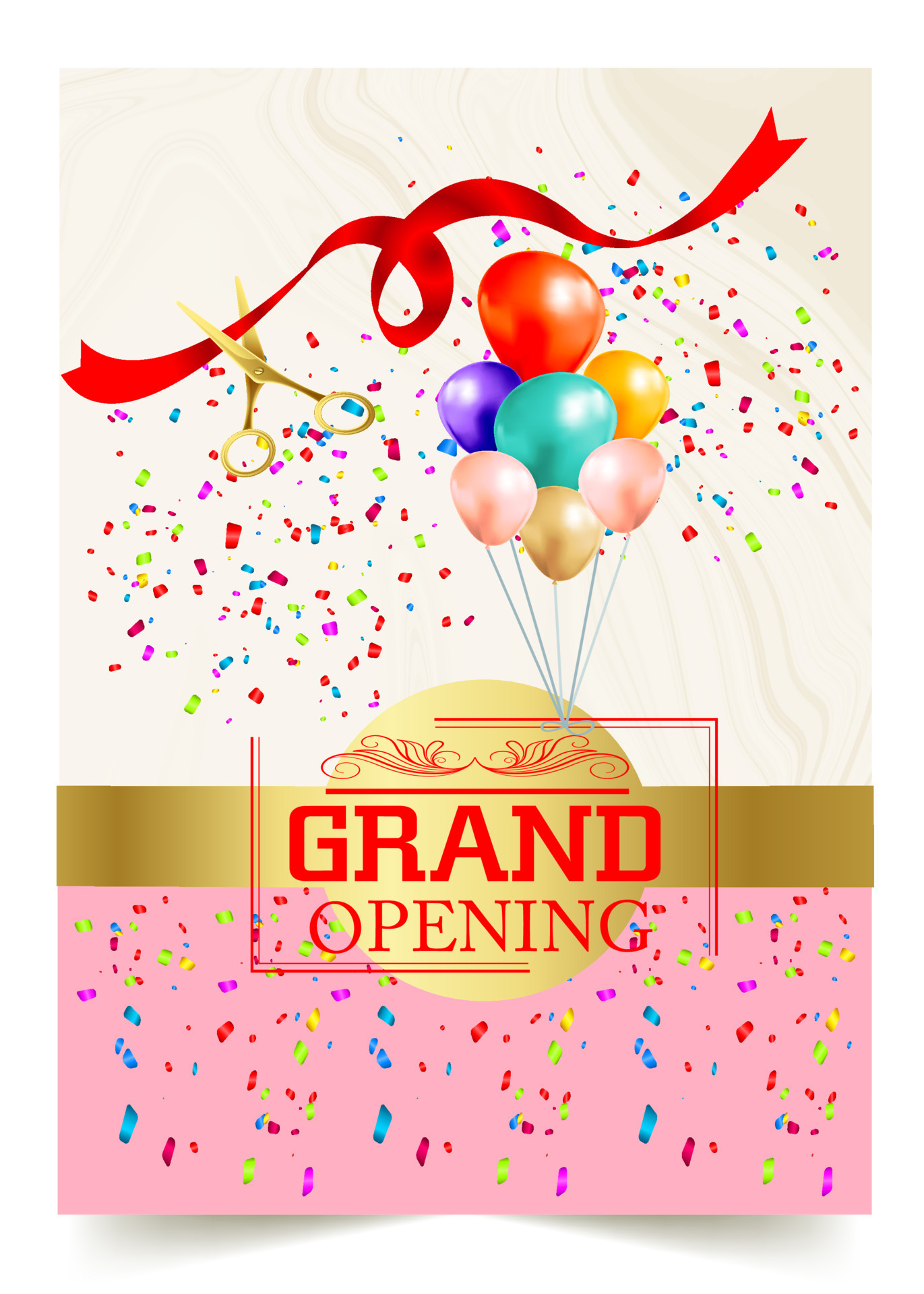 Grand opening ceremony with colorful balloons Vector Image