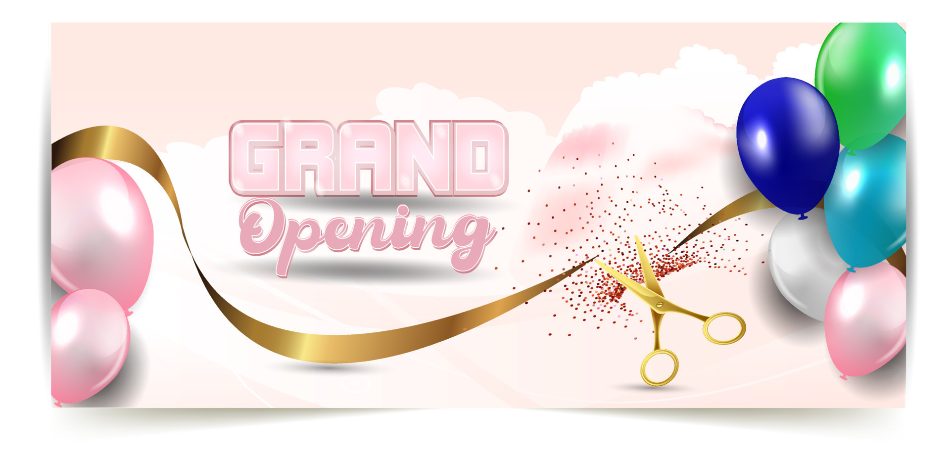 Grand opening ceremony with colorful balloons Vector Image