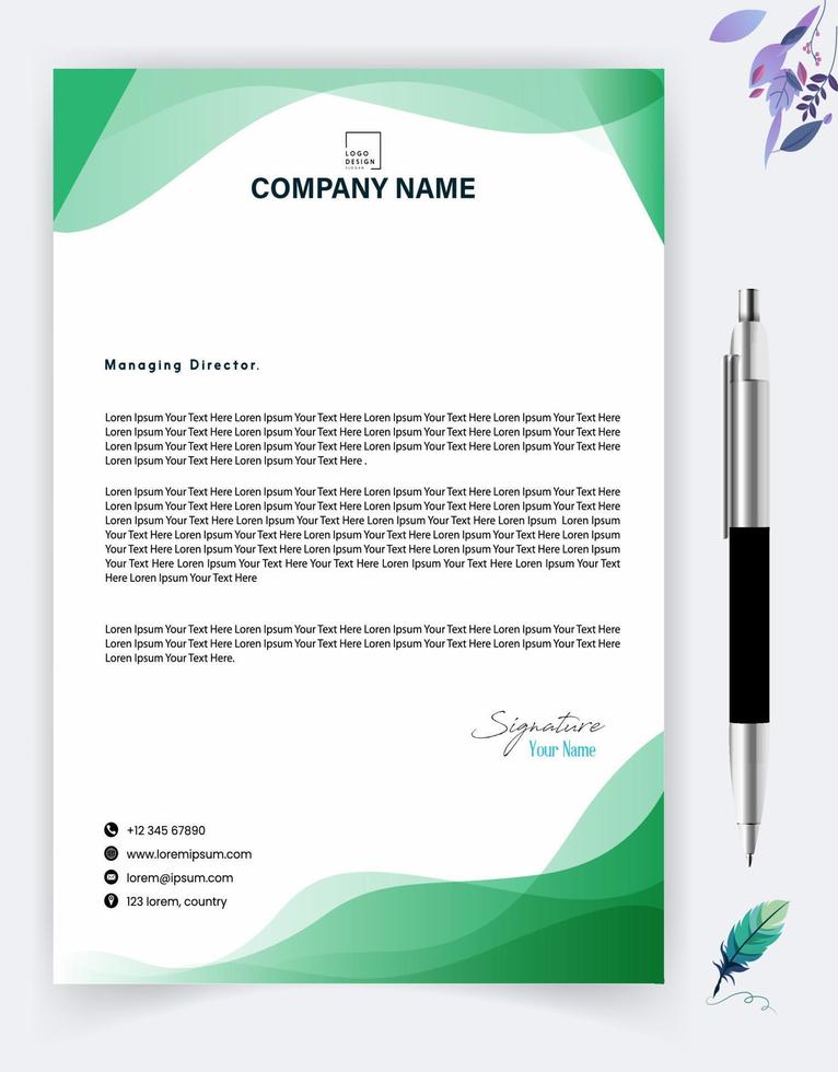 Modern Business Letterhead, Creative Template Design. Elegant and minimalist style letterhead template design Free Vector. vector