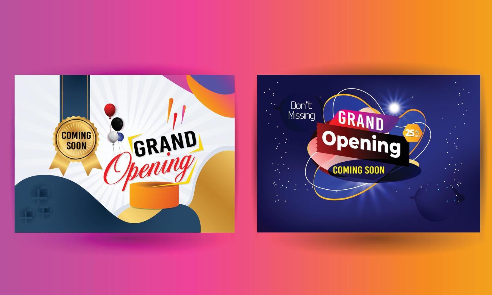 Grand Opening Cut ribbon background Banner Design Illustrations Shape, Business Promotion Ad Poster, Ceremony party event invitation, Coming soon Poster, red ribbon with balloon and colorful confetti. vector