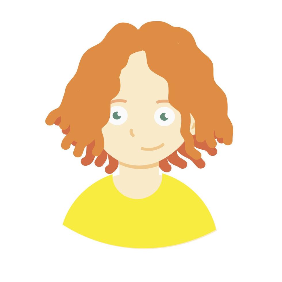Student icon. Ginger girl. Vector illustrations in cartoon flat style isolated on white background.