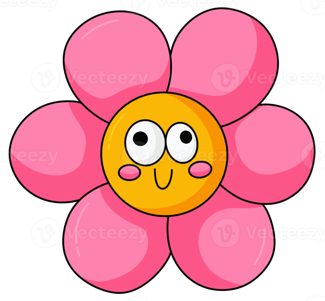 Pink Character daisy flower png