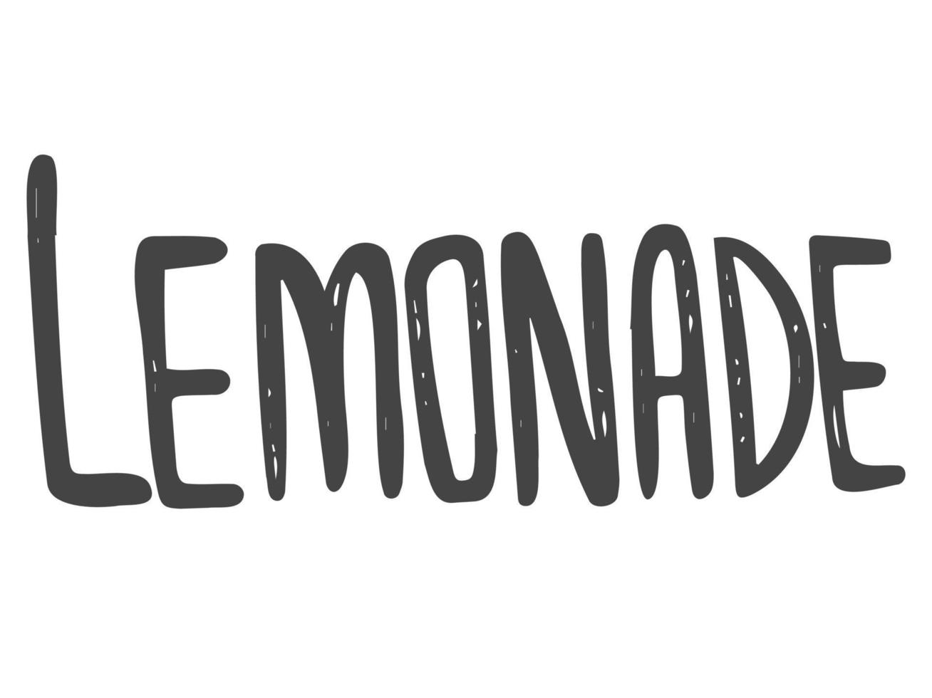 Lemonade lettering with lemon label. Brush calligraphy of word lemonade. Fresh, cold, homemade, sweet lemon fresh drink. Vector illustration of tag, bange, sticker, logo. Lemon syrup, lemon juice.