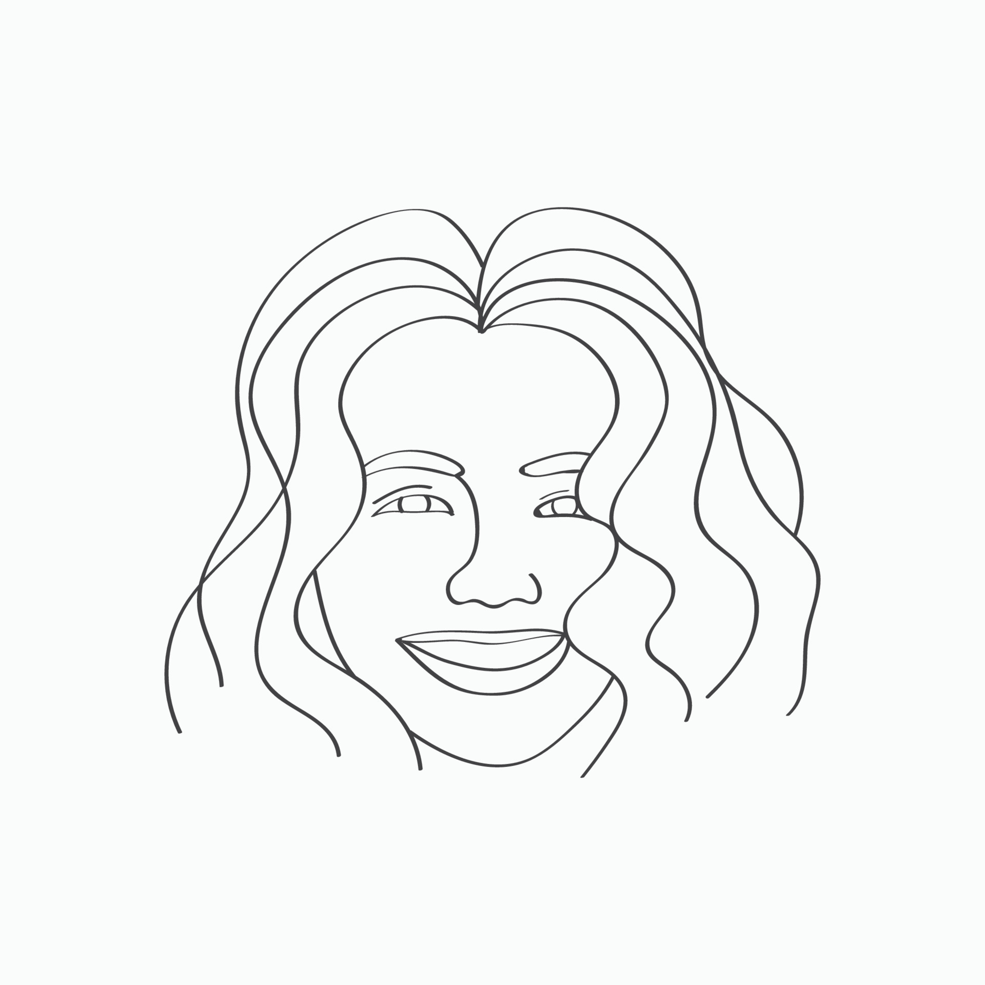 Cute girl smile happy mood line art doodle hand drawn art 18802324