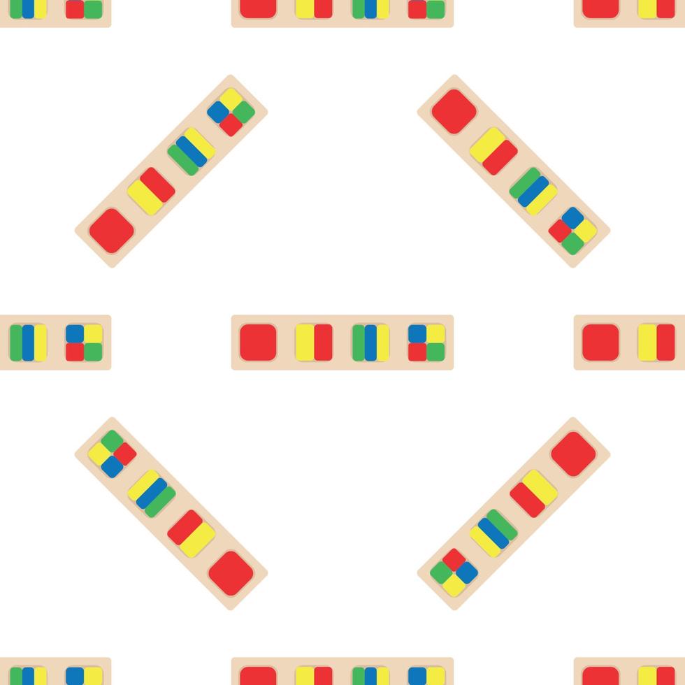 Wooden toys for kids games. Baby seamless pattern with Montessori subject. Education logic toys for preschool kids. Montessori system for early childhood development. vector