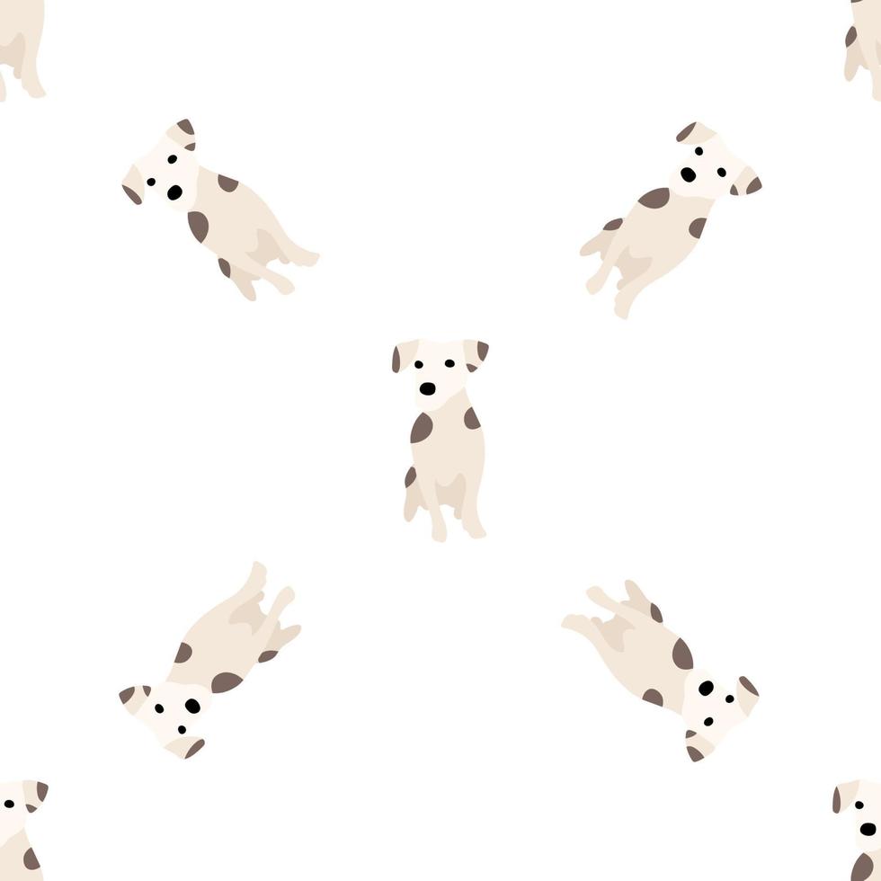 lindos perros jack russell terrier. animales del trasero. vector dibujado a mano de patrones sin fisuras. perfecto para bebés, ropa para niños, diseño de impresión, textil. Fondo blanco.