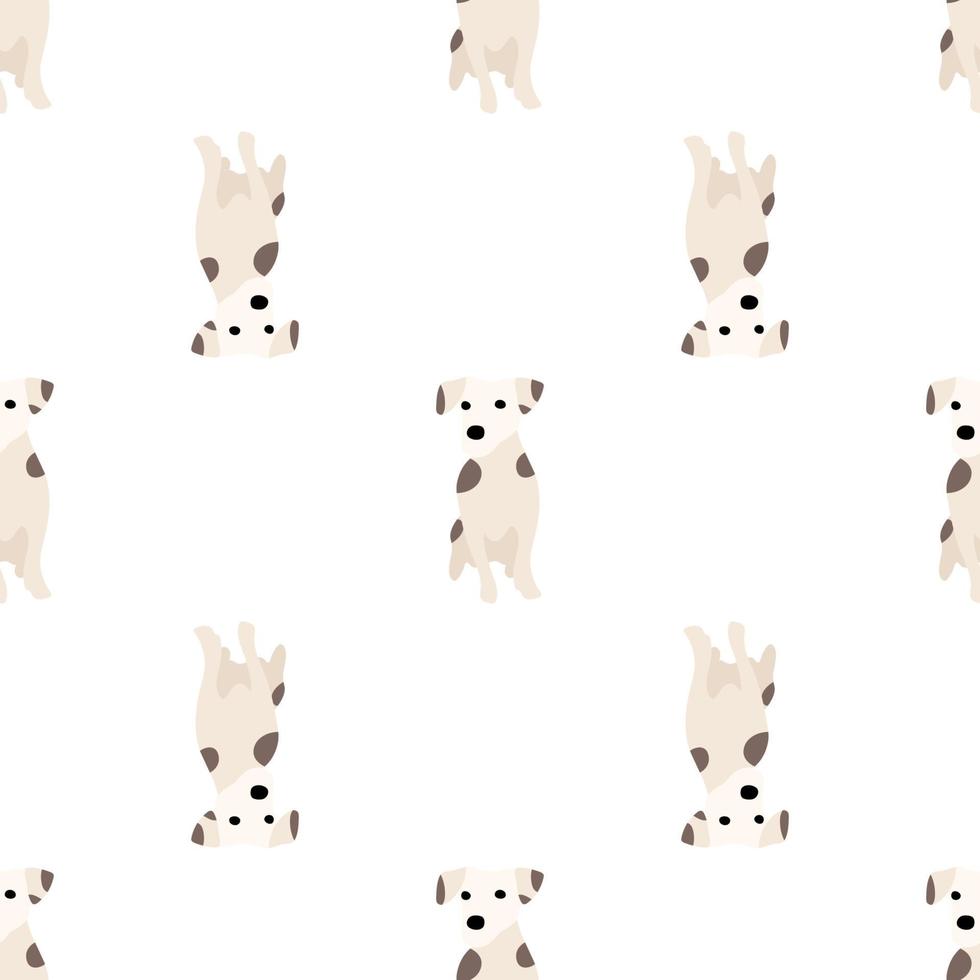 Cute dogs Jack Russell Terrier. Fanny animals . Vector hand drawn seamless pattern. Perfect for baby, kids apparel, print design, textile. White background.