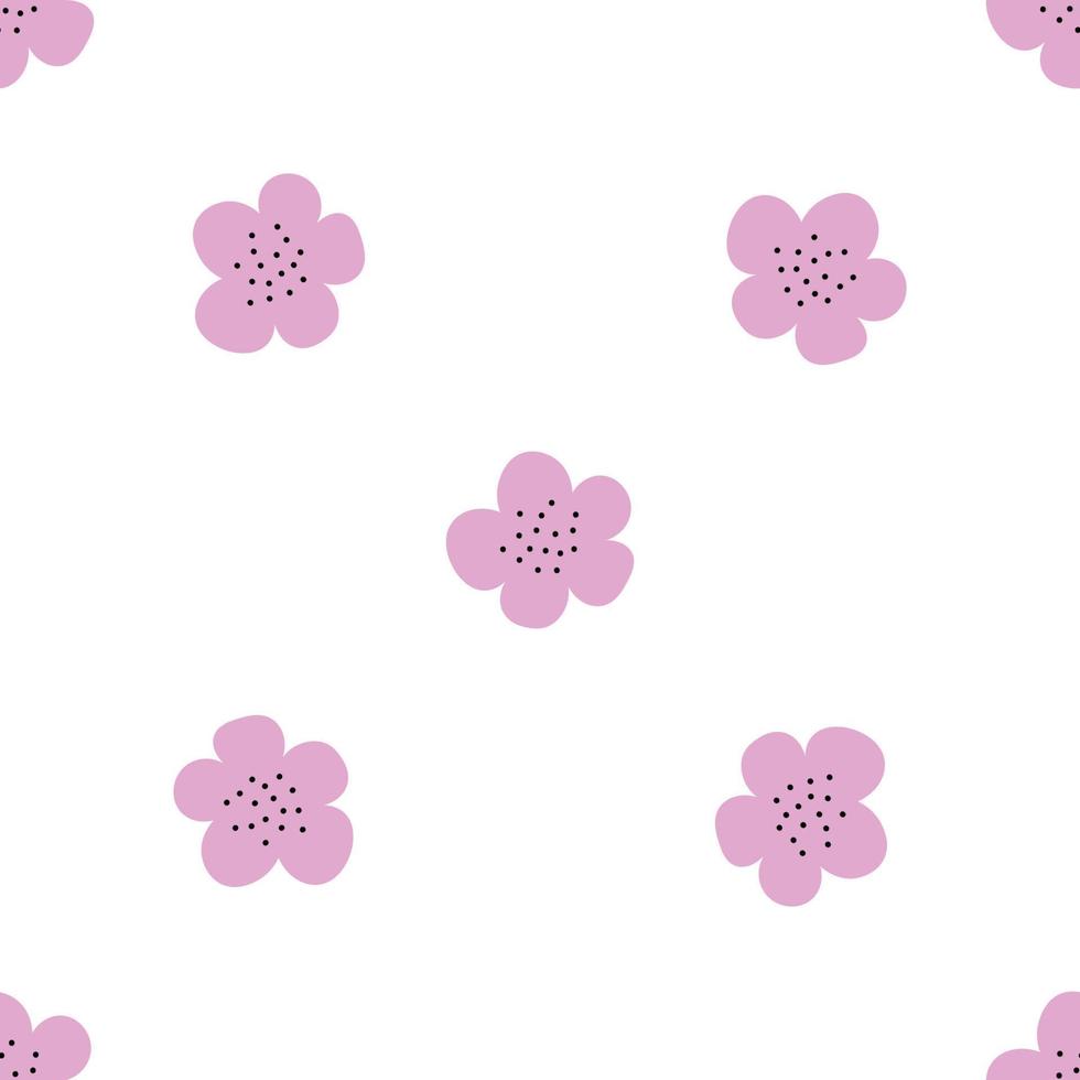 patrón floral vector transparente con flores. flor de primavera estilo infantil simple dibujado a mano. bastante ditsy para tela, textil, papel pintado. papel digital en fondo blanco