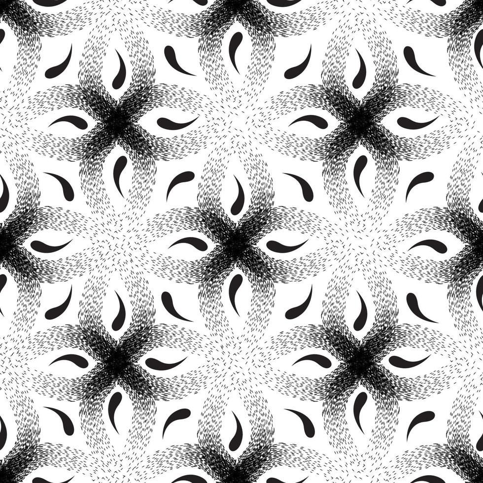 patrón transparente geométrico floral con líneas de bucle punteadas. elegante fondo monocromático ornamental con pétalos de flores vector