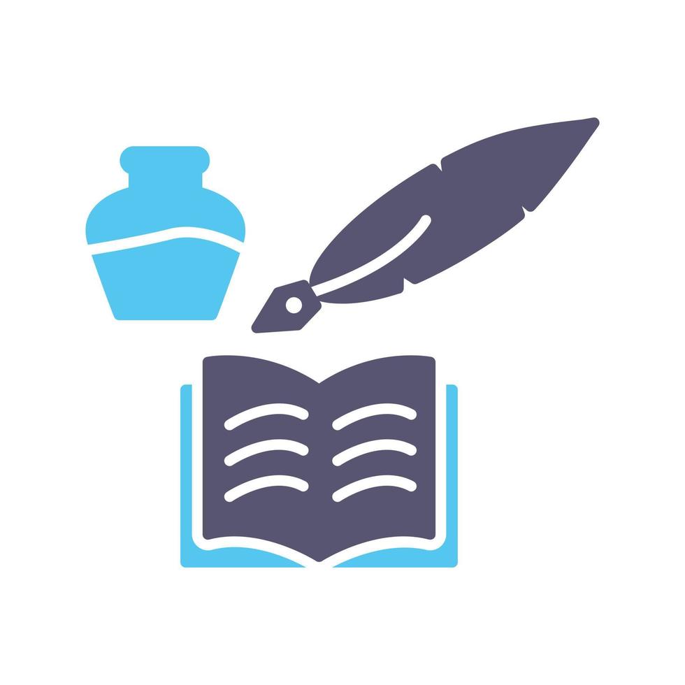 icono de vector de pluma y libro único