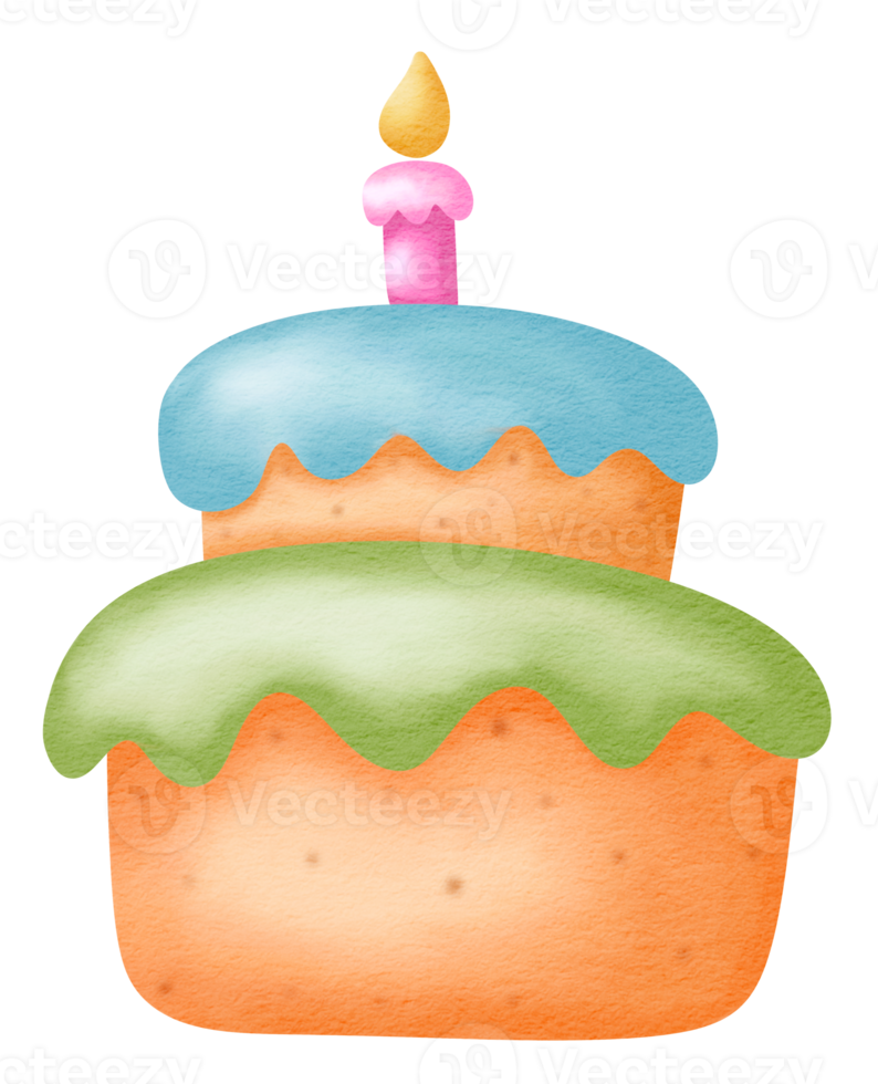 Cute watercolor colorful cake Icon png