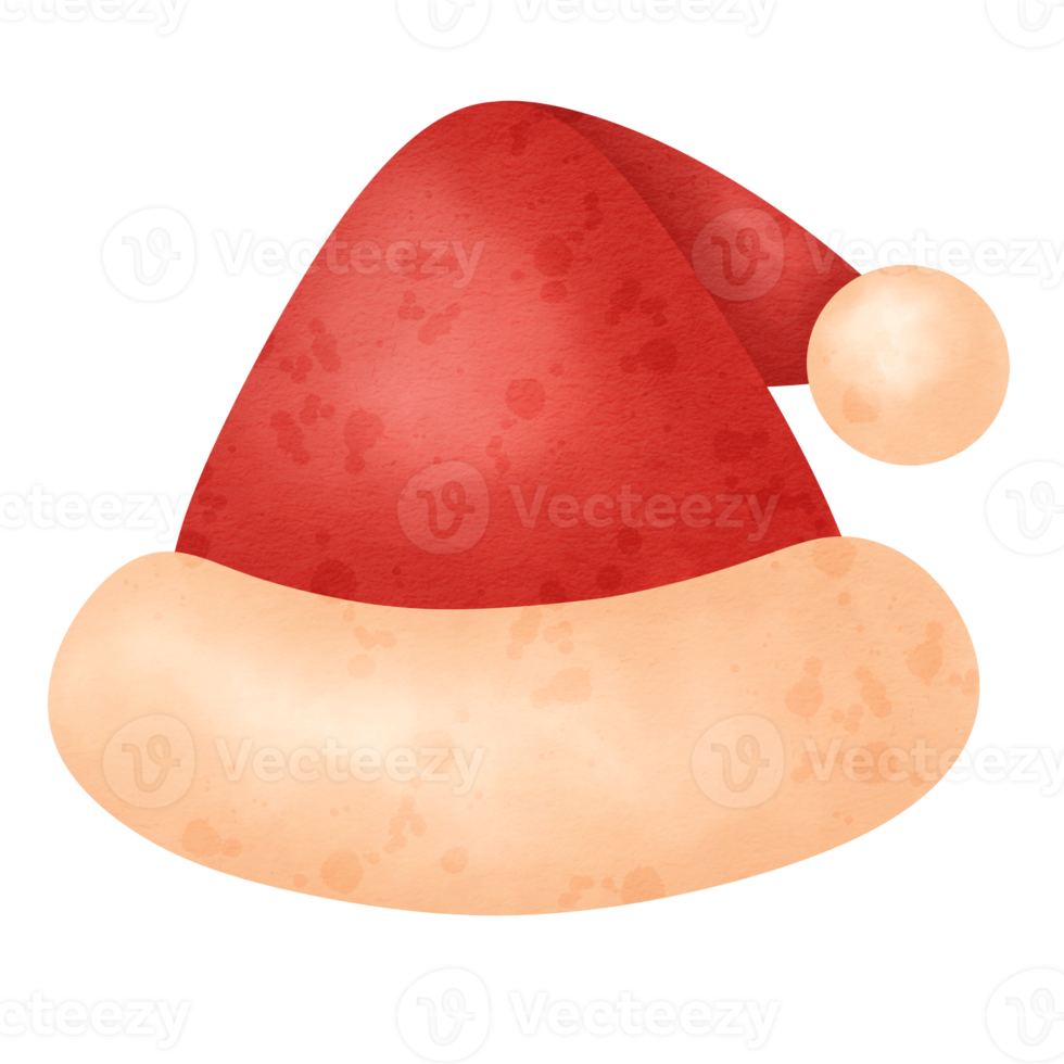 Watercolor Christmas hat icon cartoon. png