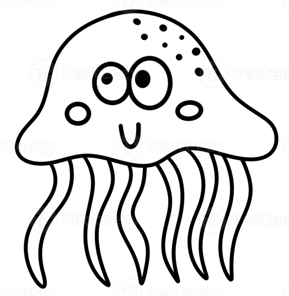 Simple jellyfish cartoon line icon symbol and sign png