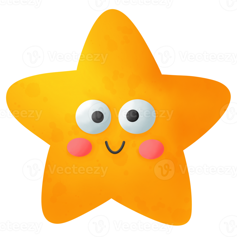 Star in cartoon style cute funny png