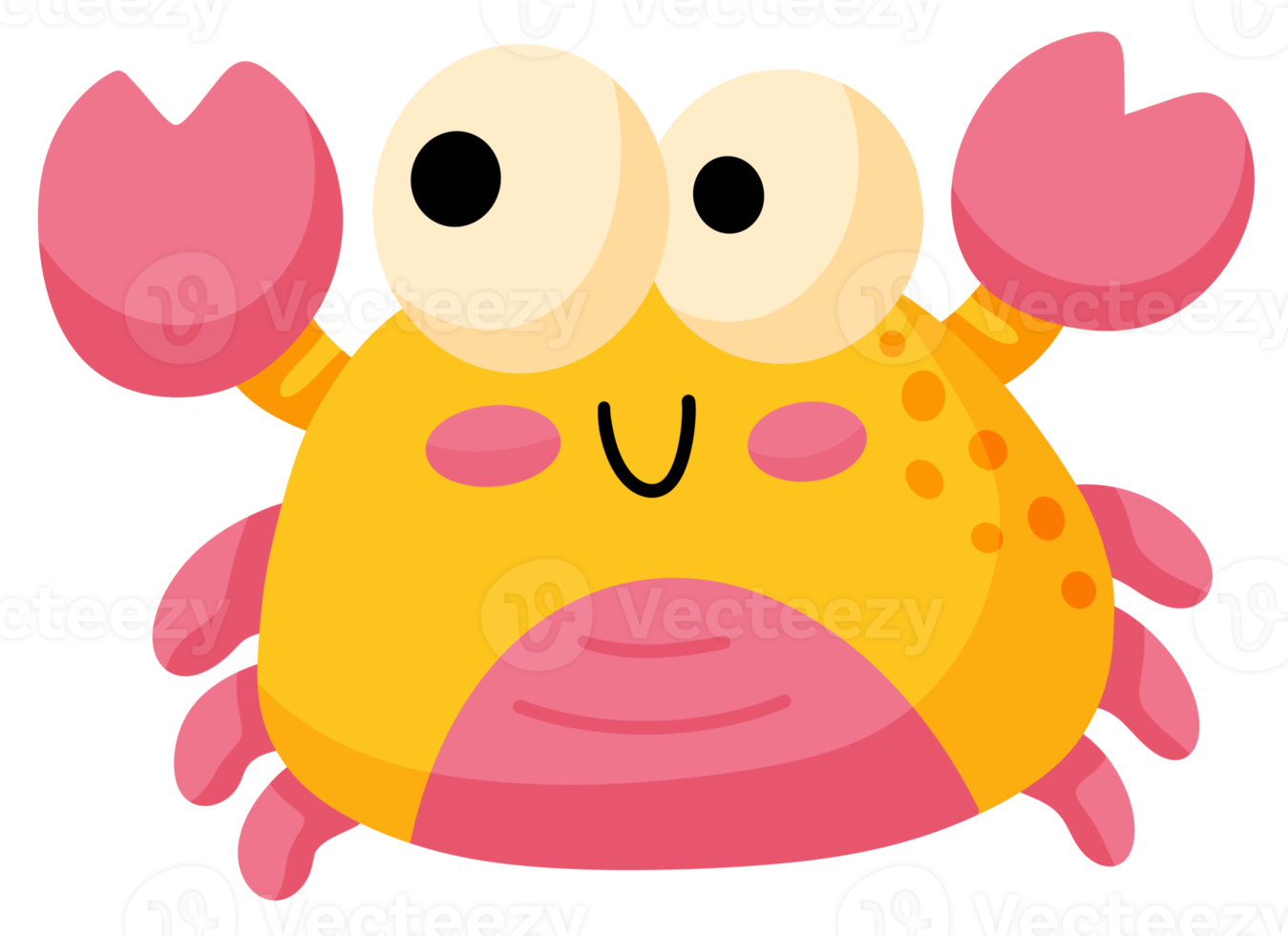 Cute crab in cartoon style sea life character png