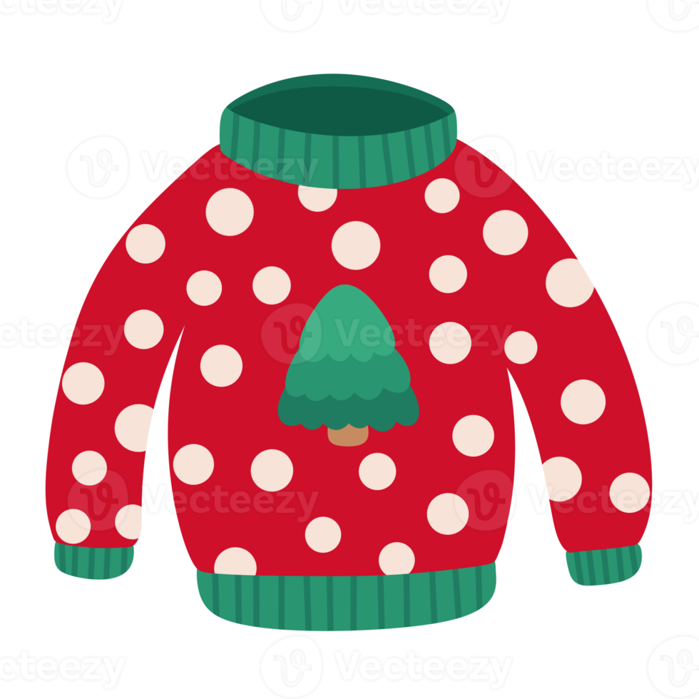 Cartoon christmas party jumpers decorated icon. png