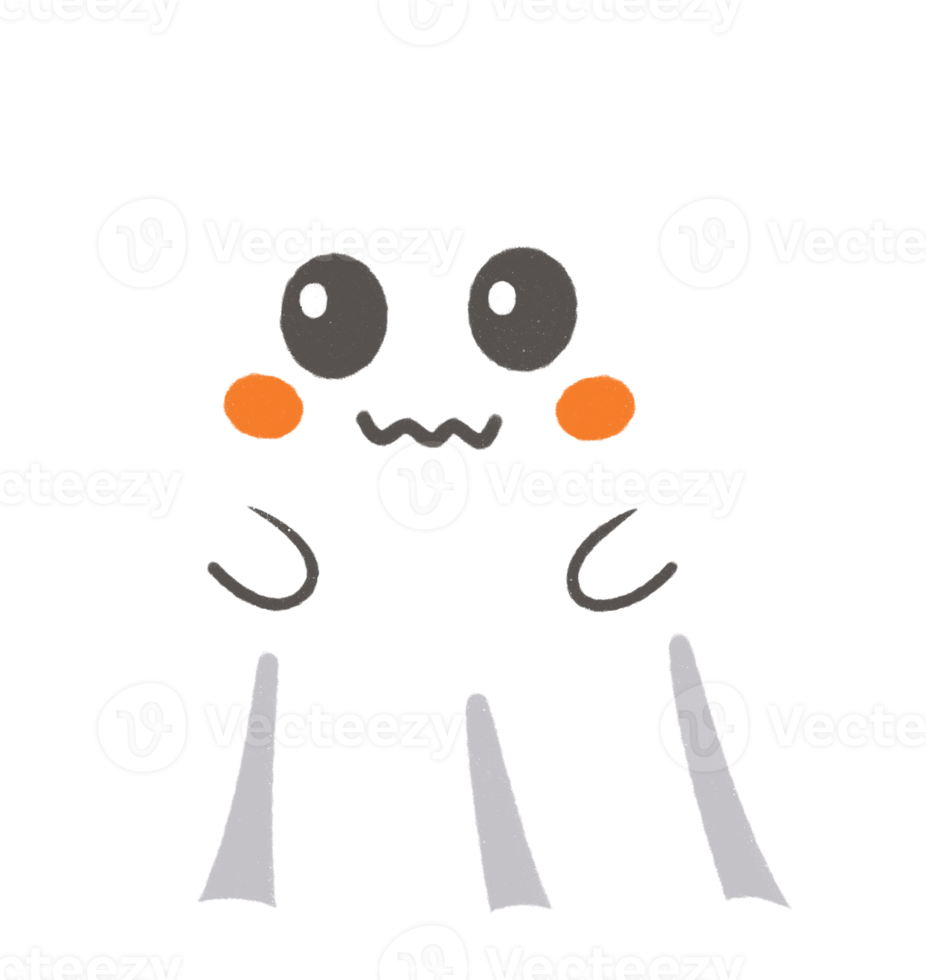 Lycklig halloween spöke skrämmande vit spöken söt png