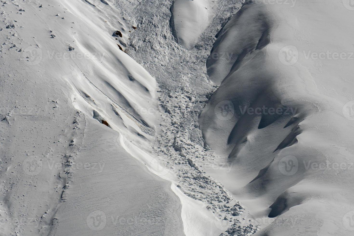 Avalanche snow slide in dolomites mountains photo