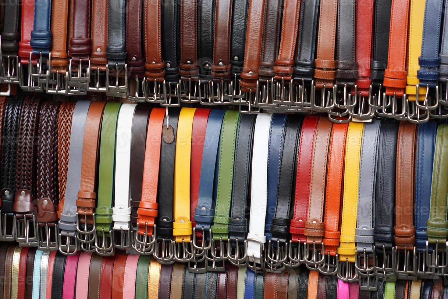 leather belts in italian market for sale photo