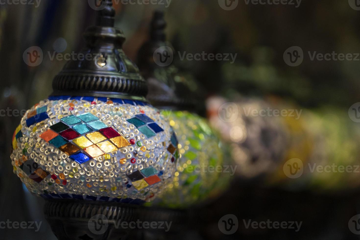 Arabic glass colorful lamp lantern photo