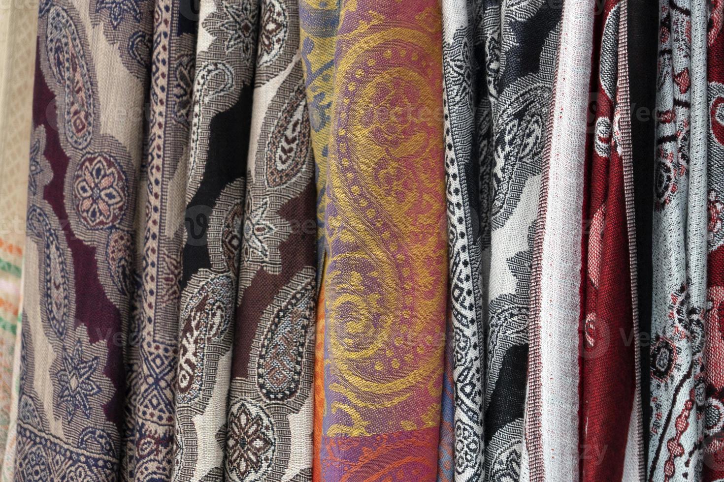 Arabic clothes fabric in a shop photo