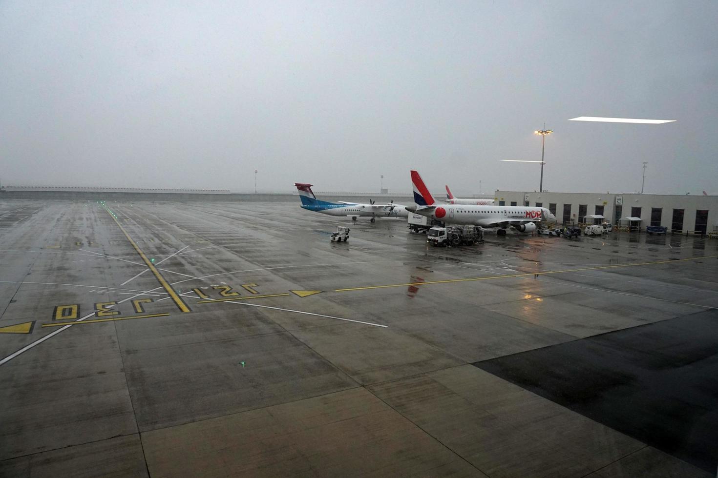 PARIS, FRANCE - MARCH 19 2018 - paris airport covered by snow photo