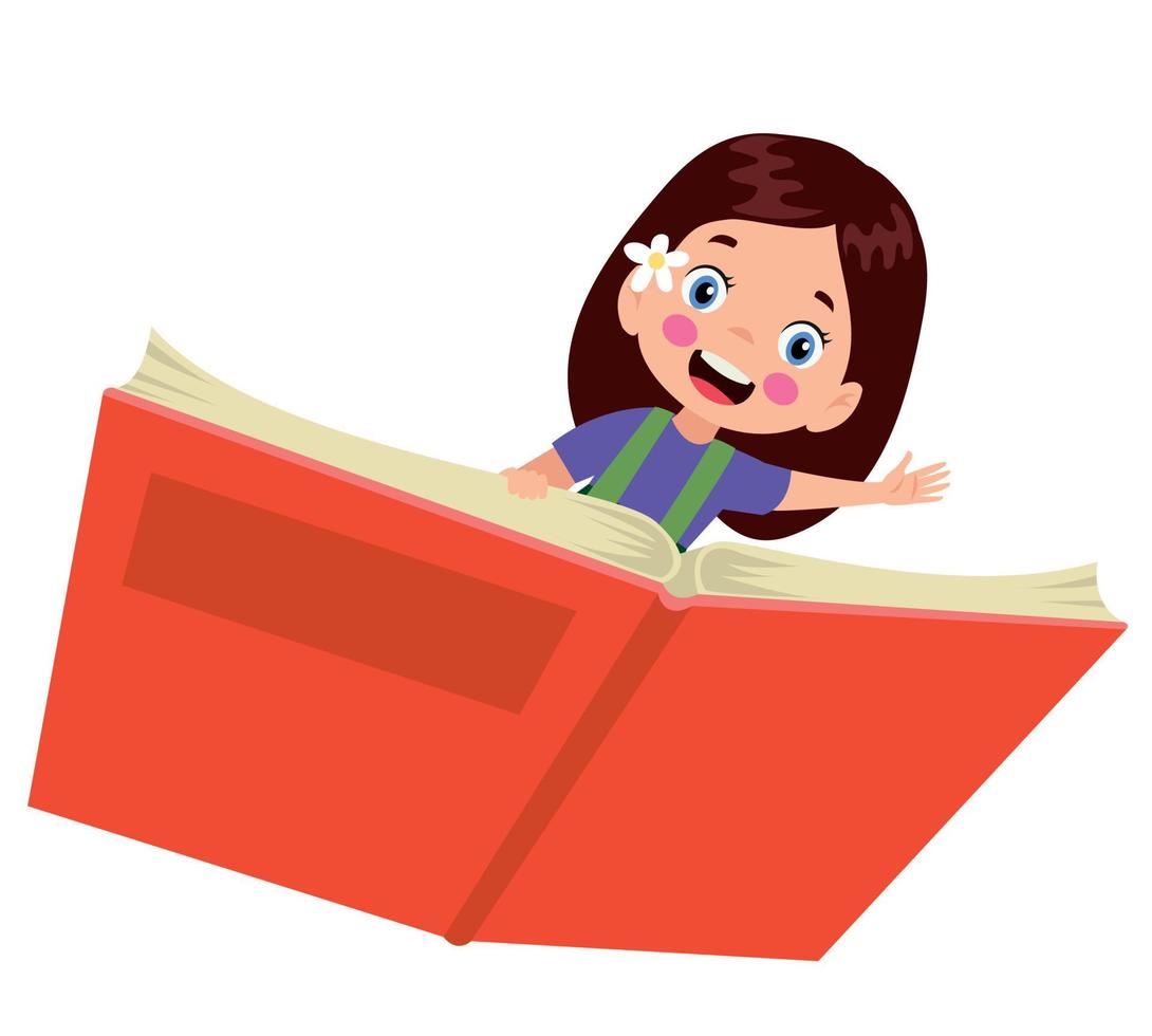 Boy and girl flying on a book vector