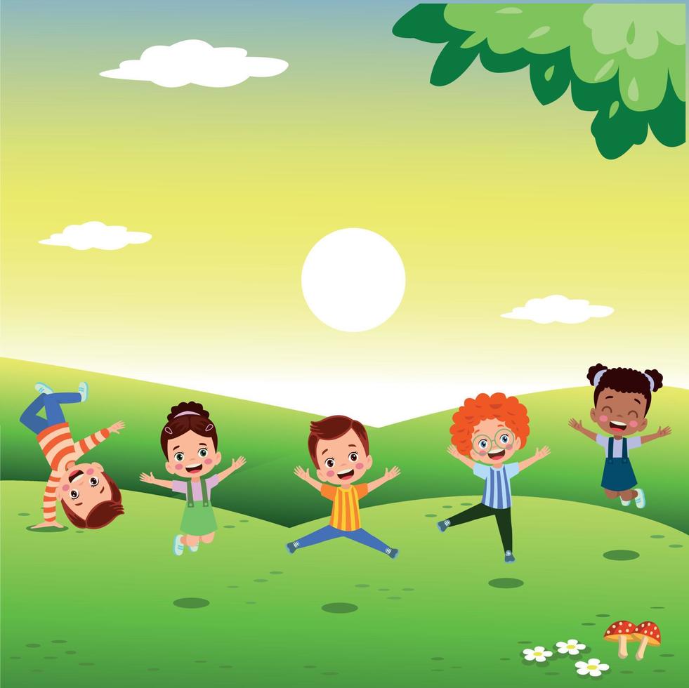 Happy Little Children Having Fun vector