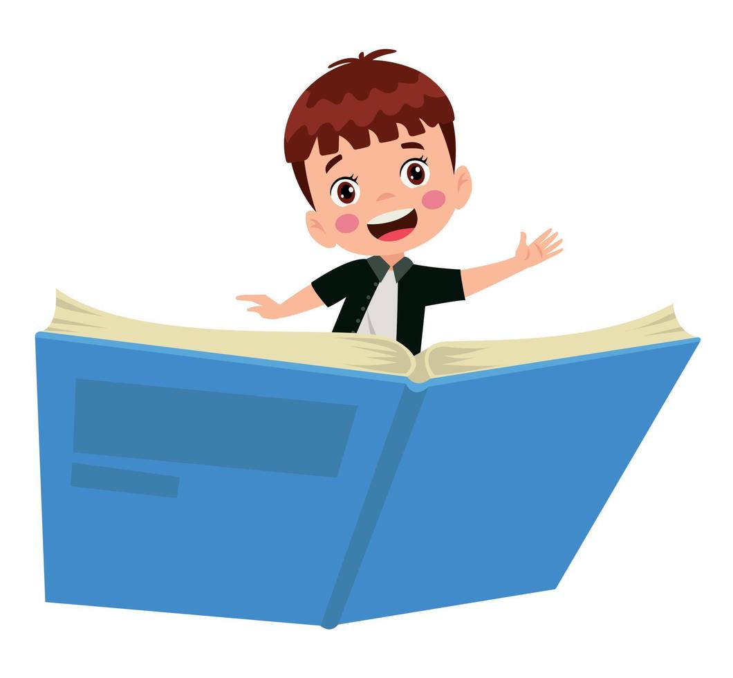 Boy and girl flying on a book vector