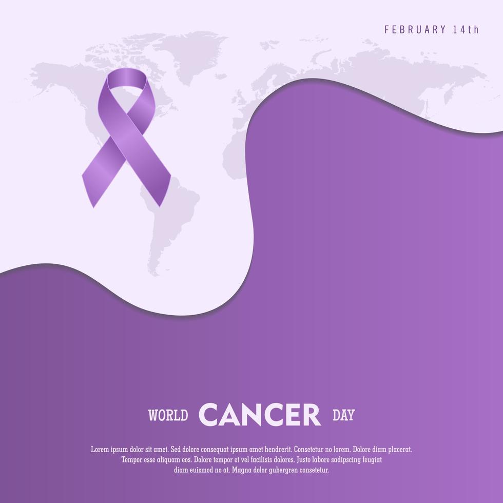 4 de febrero, día mundial contra el cáncer. cinta lavanda con diseño de color de belleza vector