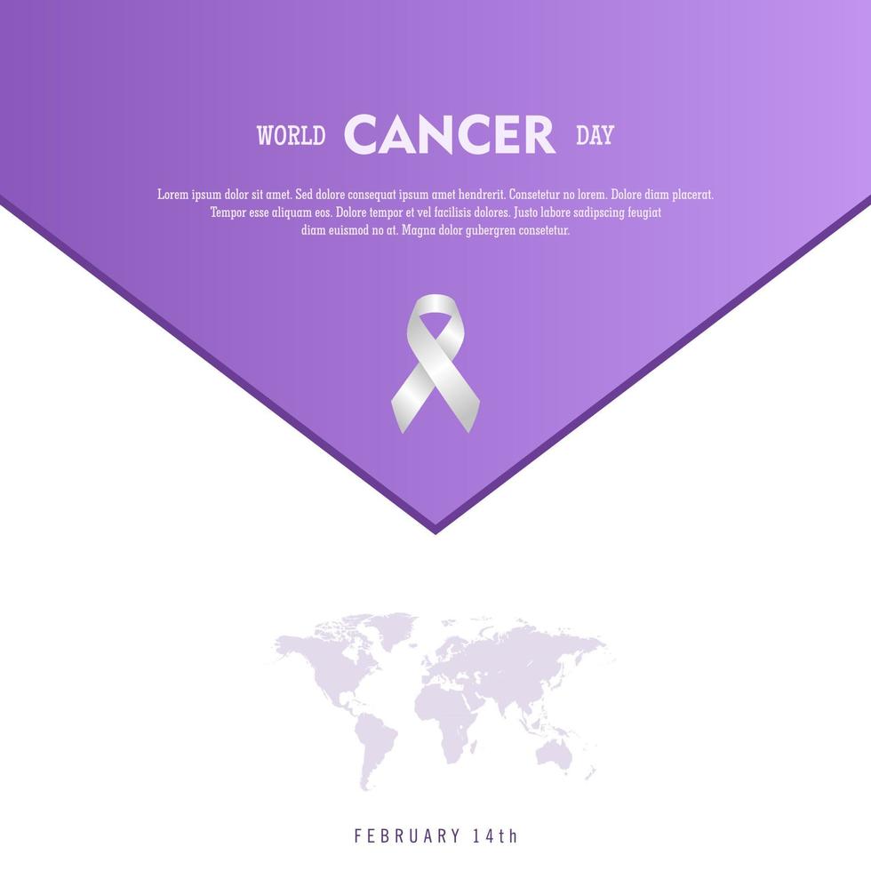 4 de febrero, día mundial contra el cáncer. cinta lavanda con diseño de color de belleza vector