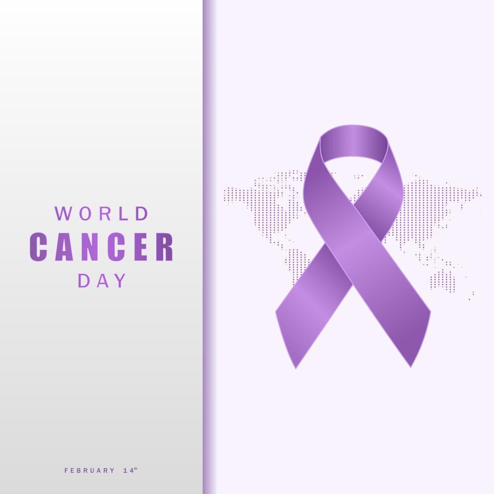 4 de febrero, día mundial contra el cáncer. cinta lavanda con diseño de color de belleza vector