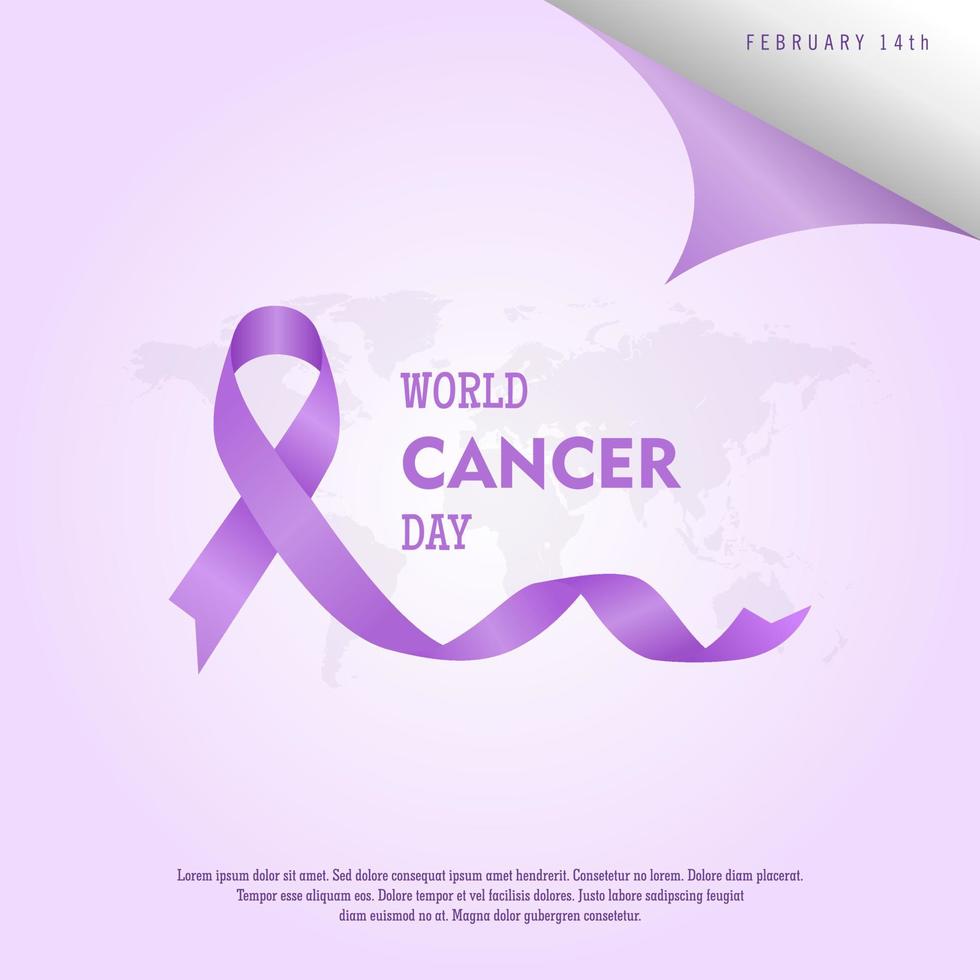 February 4, World Cancer Day. Lavender Ribbon with beauty color design vector