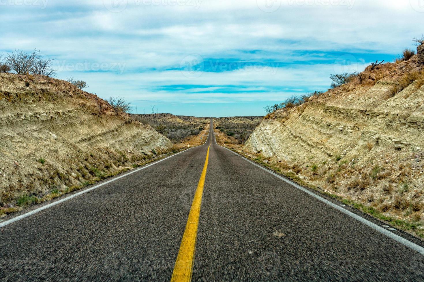 baja california landscape endless straight panorama road photo